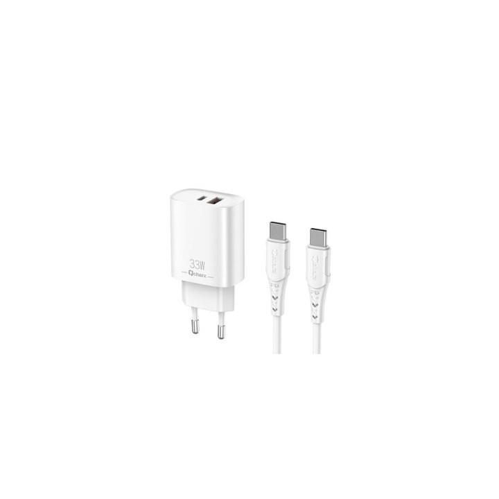 cargador  cable qcharx eros 33w 33w 2puertos tipoc usb a cable tipo c blanco