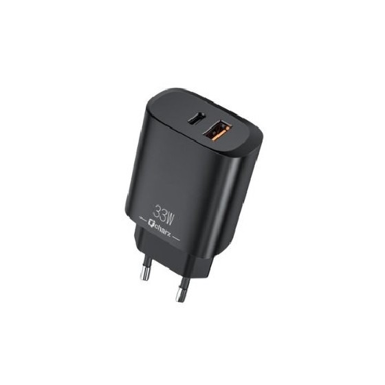 cargador qcharx eros 33w 33w 2puertos tipoc usb a negro