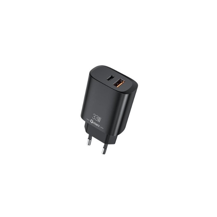 cargador qcharx eros 33w 33w 2puertos tipoc usb a negro