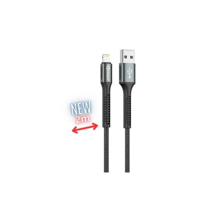 cable qcharx prague lightning 2m usb a lightning 20w negro cordon reforzado