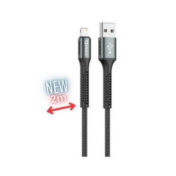 cable qcharx prague lightning 2m usb a lightning 20w negro cordon reforzado