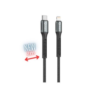 cable qcharx prague lightning 2m c a lightning 20w negro cordon reforzado