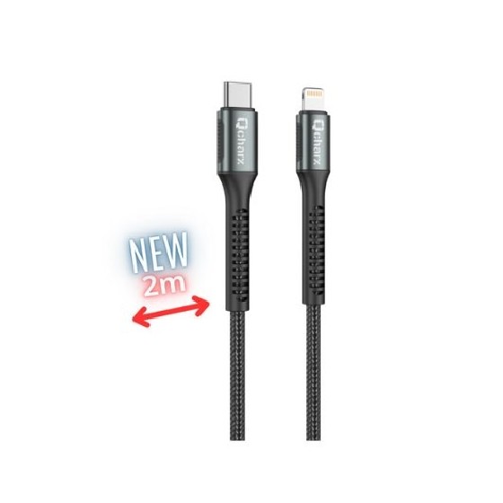 cable qcharx prague lightning 2m c a lightning 20w negro cordon reforzado
