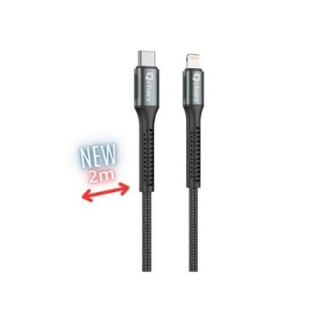 cable qcharx prague lightning 2m c a lightning 20w negro cordon reforzado