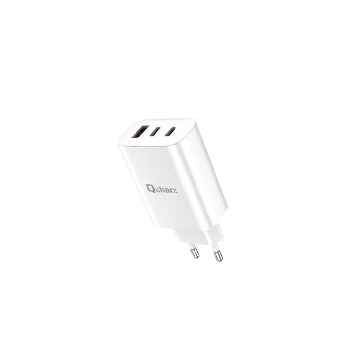 cargador qcharx ares 65w 3puertos  2tipoc usb a blanco