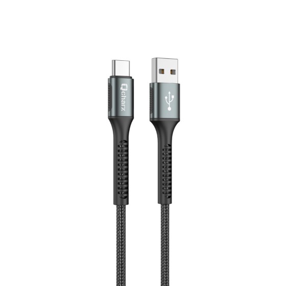 qcharx international cable qcharx prague usb a tipo c 3a   1 m   aleacion de aluminio negro cordon d