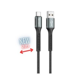 cable qcharx prague tipo c 2m usb a tipo c 20w negro cordon reforzado