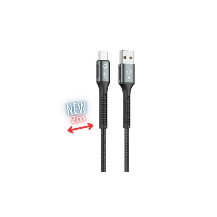 cable qcharx prague tipo c 2m usb a tipo c 20w negro cordon reforzado