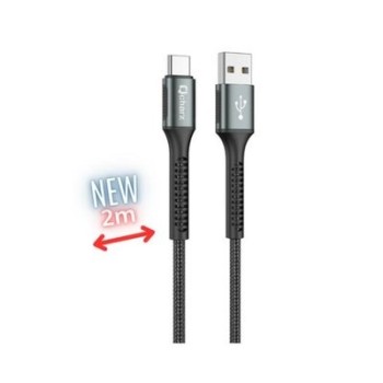 cable qcharx prague tipo c 2m usb a tipo c 20w negro cordon reforzado
