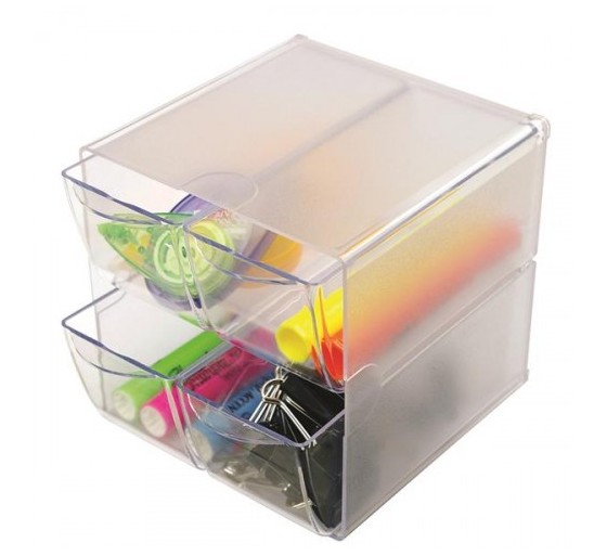 deflecto organizador modular con cuatro cajones de 16,5x7x7 transparente deflecto 350301