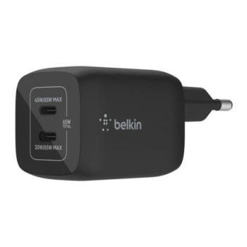 belkin cargador de pared belkin wch013vfbk 65w 2x usb tipo c negro