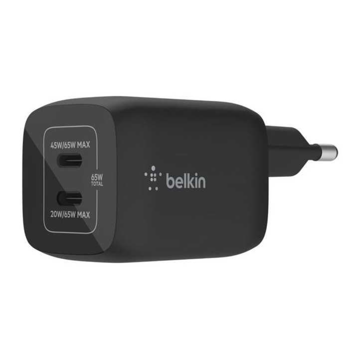 belkin cargador de pared belkin wch013vfbk 65w 2x usb tipo c negro