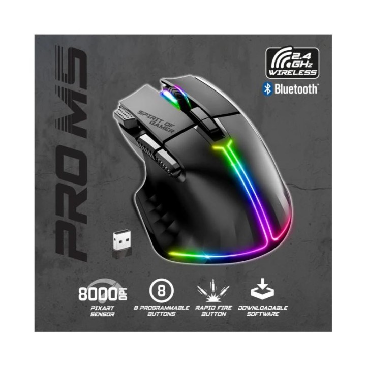 spirit of gamer raton inalambrico pro m5 black
