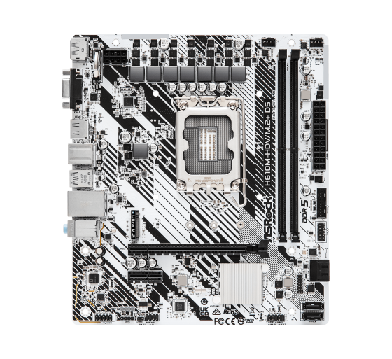 asrock asrock h610m hdv/m.2+ d5 intel h610 lga 1700 micro atx