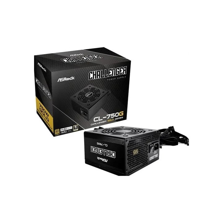 asrock fuente alimentacion asrock cl 750g,psu,750w,80 plus gold,120mm,active pfc,pci e 5.1  12+4pin