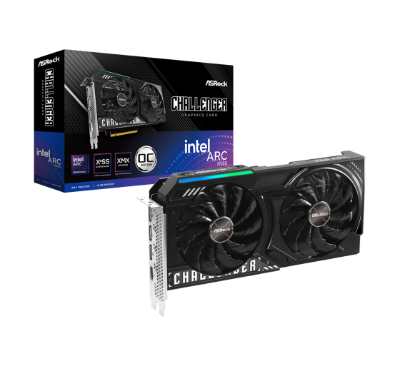 asrock asrock intel arc b580 challenger 12gb oc arc a580 gddr6