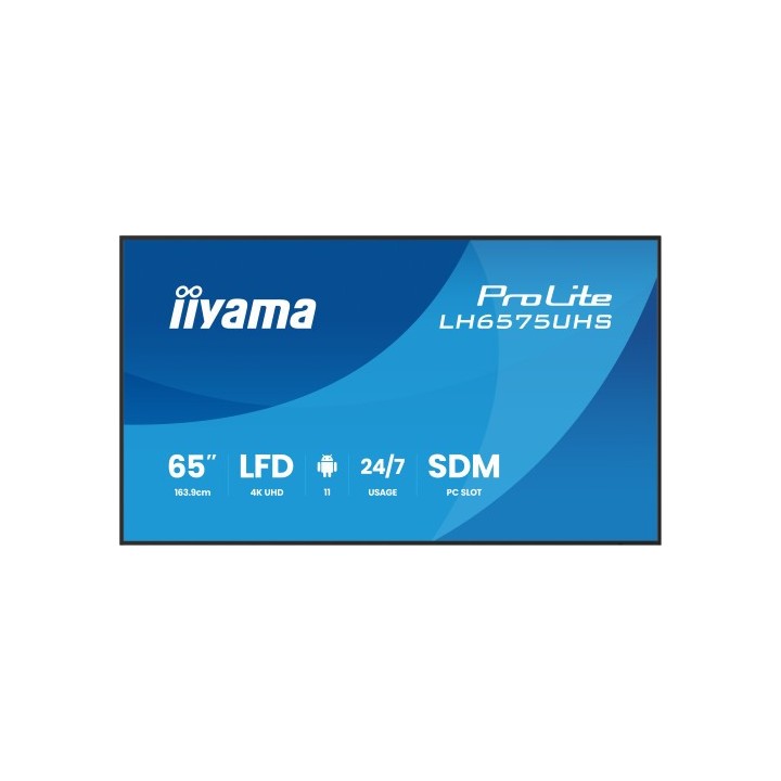 iiyama monitor iiyama 65  lh6575uhs b1ag 3840x2160, uhd ips panel, operacion 24/7 500cd/m, landscape