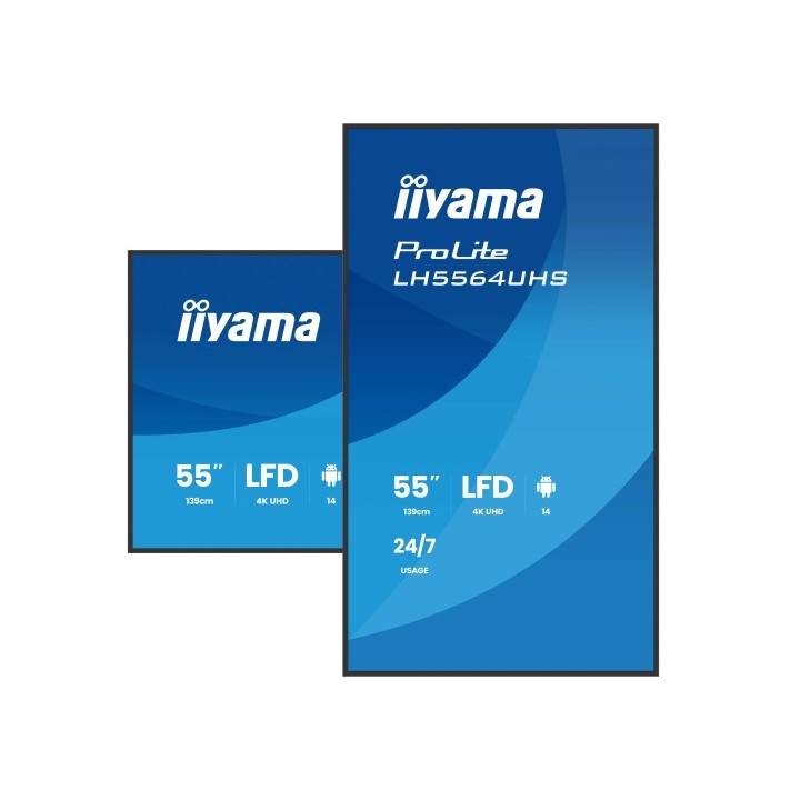 iiyama iiyama monitor 55 3840x2160, uhd va dled  500cd/m, horiz y vert, mm 2x 10w, 2x hdmix 1x usb c