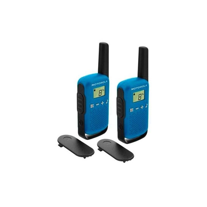 motorola walkie talkie motorola tlkr   t42 blue packs 2  pmr446    8km    16canales    500mw    clip