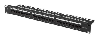 patch panel lanberg 24 puertos 1u 19 cat.6a utp con organizador cables negro