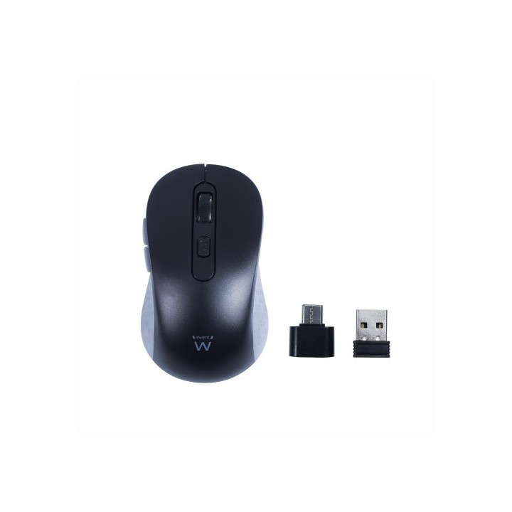 ewent ewent raton inalambrico usb a de 2,4 ghz con botones silenciosos y adaptador tipo c