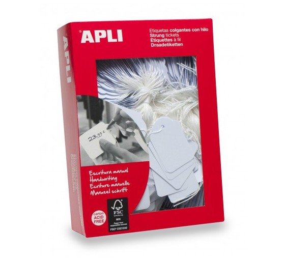 apli caja 500 etiquetas colgantes blancas 28 x 43 mm apli 391