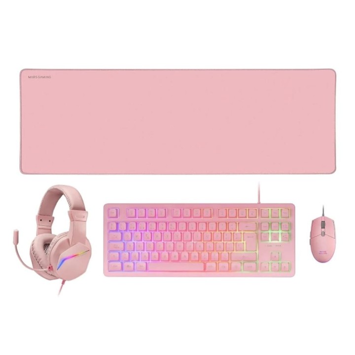 mars gaming teclado + raton 4 en 1 mars gaming mcp   rgb3p rosa
