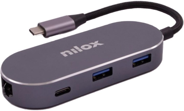 nilox hub nilox 3 x usb   usb tipo c    hdmi    rj45