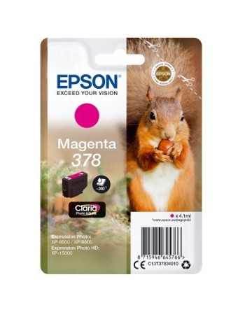 epson cartucho tinta epson c13t37834010 singlepack magenta 378 claria photo hd ink xp   8500 ardilla