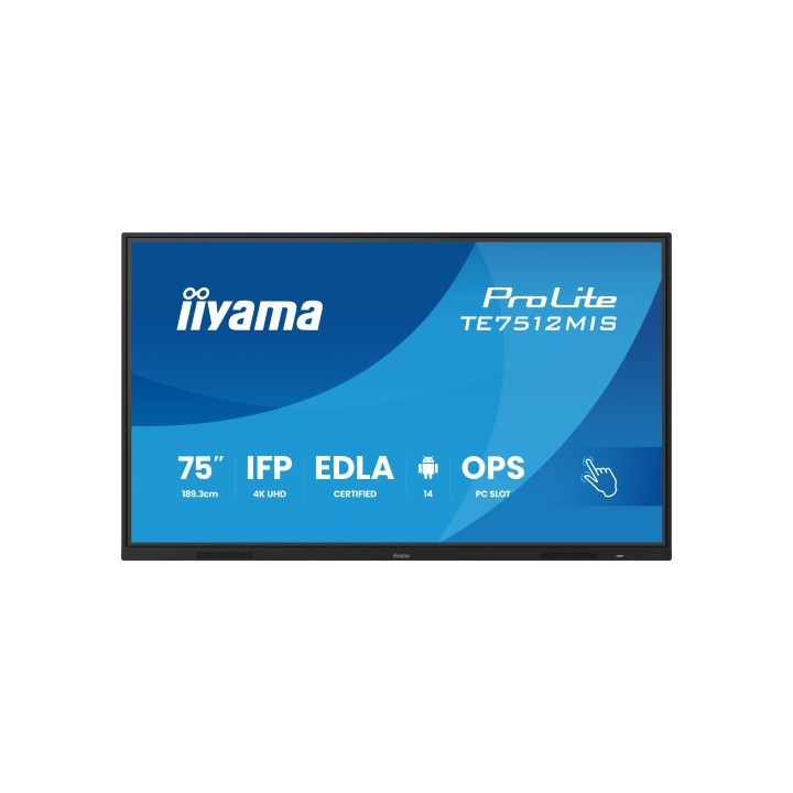 iiyama monitor interactivo tactil iiyama 75  te7512mis b4ag 3840x2160 / ips led 4k uhd / 24/7 / 8/64