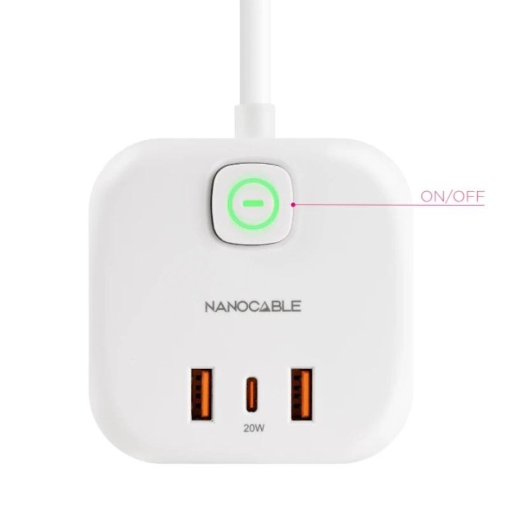 nanocable base de enchufe con 3 usb c/ interruptor