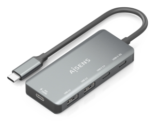 hub aisens usb 3.1 usb c 1xpd 100w 1xusb c 3.0 1xusb c 2.0 2xusb a 2.0 15cm