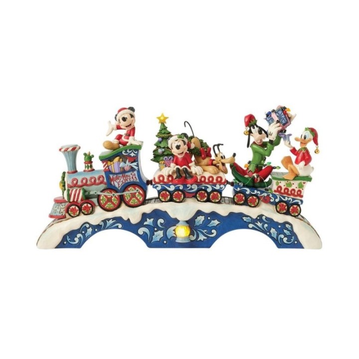 enesco figura enesco disney mickey y sus amigos tren navideno led