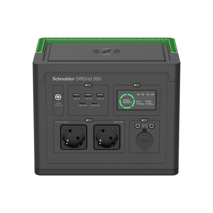 apc schneider offgrid portable power station 500, 517 wh lithium ion, 2 schuko, sinewave