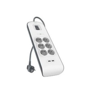 belkin regleta alimentacion belkin bsv604vf2m de proteccion contra sobretensiones 6 tomas + 2 puerto