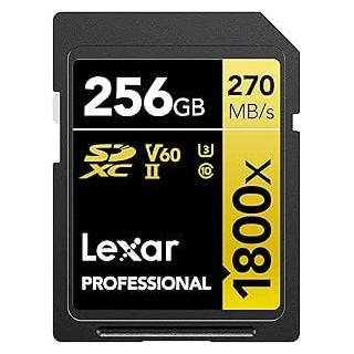 lexar lexar 256gb professional 1800x sdxc uhs ii cards,  up to 280mb/s read 210mb/s write c10 v60 u3