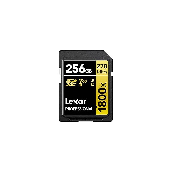 lexar lexar 256gb professional 1800x sdxc uhs ii cards,  up to 280mb/s read 210mb/s write c10 v60 u3