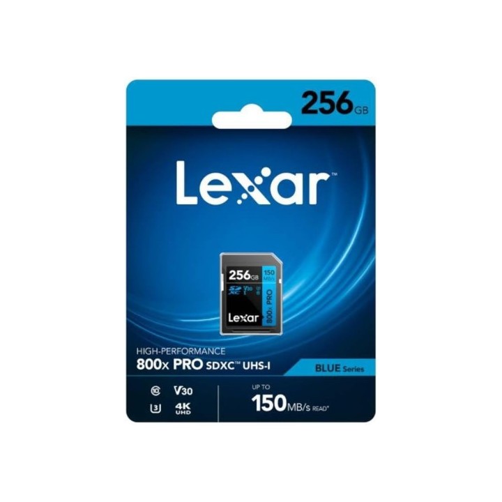 lexar lexar 256gb professional 800x pro sdxc uhs i cards,  up to 150mb/s read 45mb/s write c10 v30 u