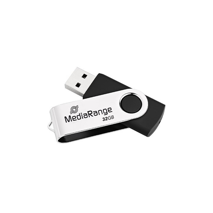 pendrive 32gb usb 2.0 mediarange silver black lectura 17mbs escritura 7mbs