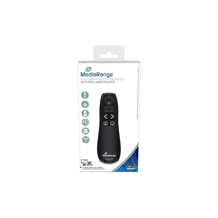 puntero profesional mediarange wireless black laser 5 botones