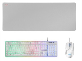 mars gaming kit teclado + raton mars gaming mcpxwfr rgb blanco + alfombrilla frances