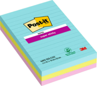 post it pack 270 hojas notas grandes super sticky 101x152mm 3 colores surtidos cosmic con lineas 469