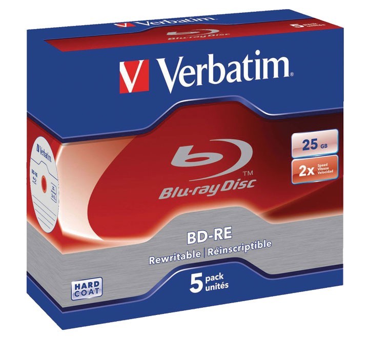 verbatim pack 5u bd re blu ray 25gb 43615