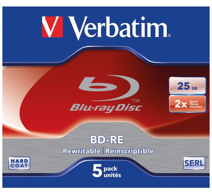 verbatim pack 5u bd re blu ray 25gb 43615