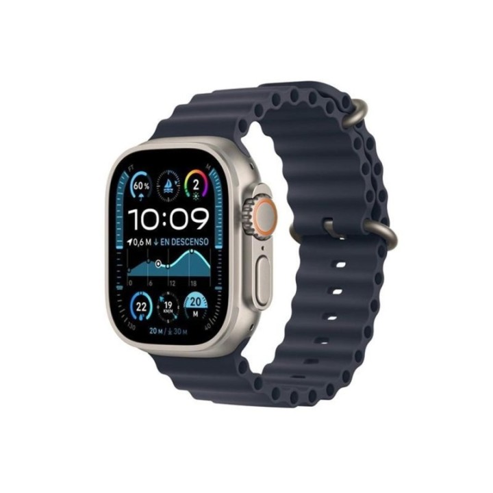 apple smartwatch apple watch ultra 2 gps + cell 49mm natural titanium case navy ocean band