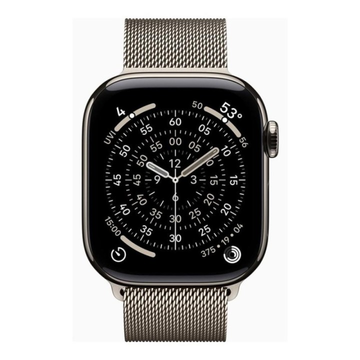 apple smartwatch apple watch series 11 gps + cellular 42mm natural titanium case sport loop