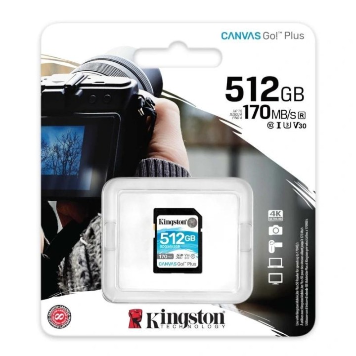 kingston canvas go plus sd 512gb class 10 u3 v30