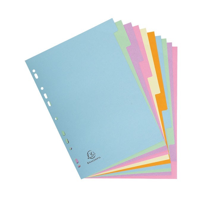 separadores pastel 10p cartul exacompta