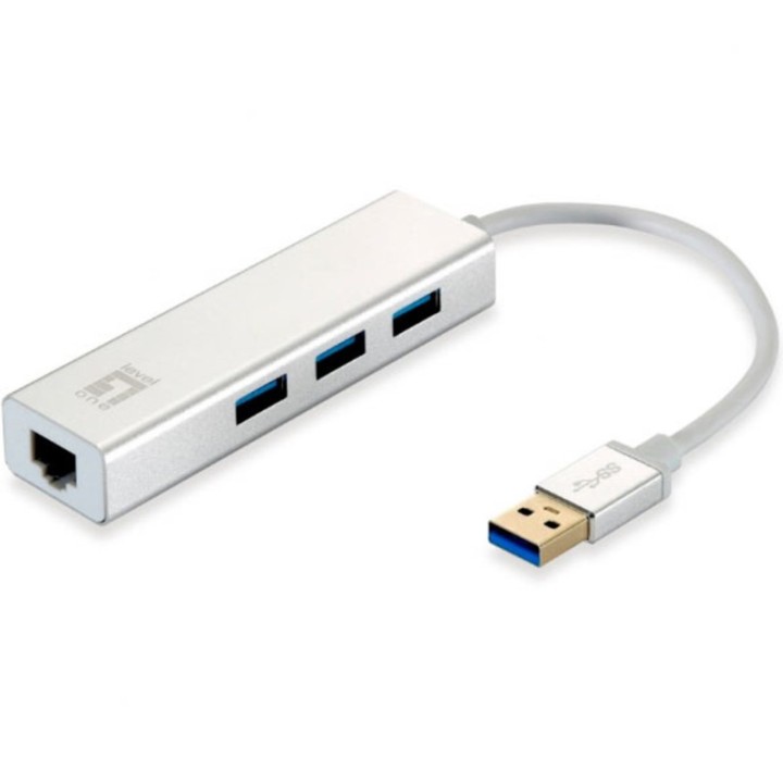level one adaptador usb 3.0 level one a gigabit ethernet rj45 + hub 3.0 3 puertos