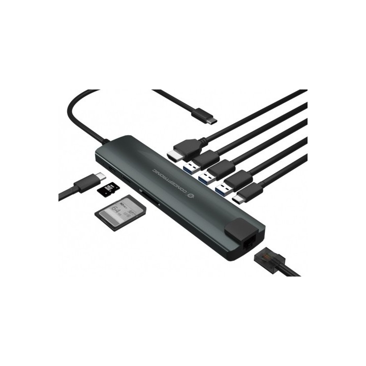 conceptronic adaptador conceptronic usb tipo c 9 en 1 hdmi    usb   c    pd    usb 3.0    sd    micr